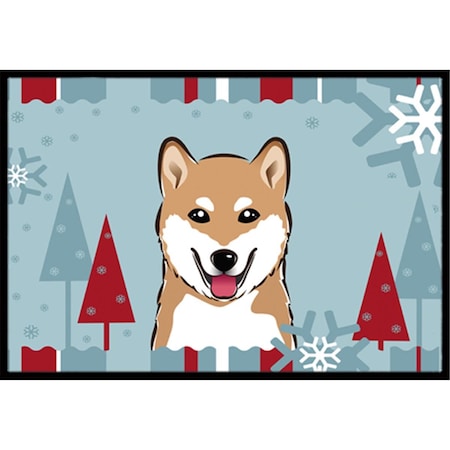Carolines Treasures Winter Holiday Shiba Inu Indoor and Outdoor Mat- 18 x 27 in. BB1721MAT